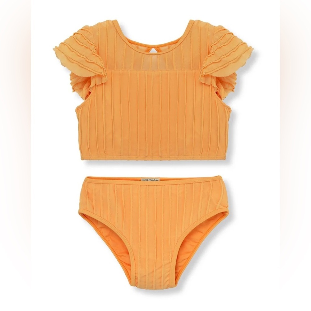 Habitual Girls Bikini Creamsicle Ribbed 10/12 Flutter sleeve